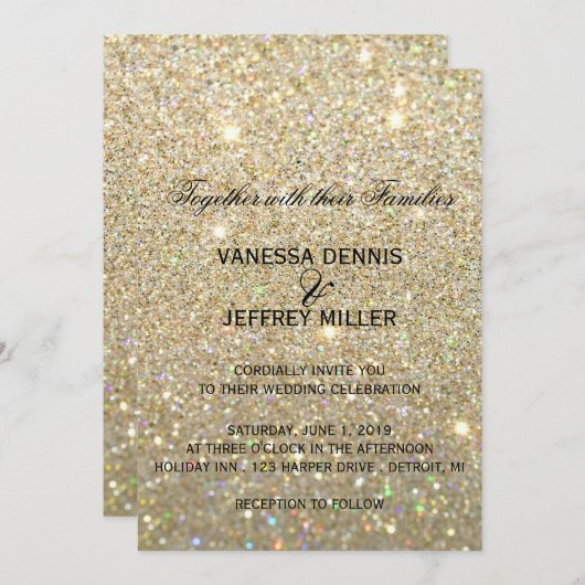 Hochzeitseinladung - Gold Glit Fab und zwei Einladung (Vorne/Hinten)