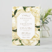 Hochzeitseinladung *Goldene Blüten* Einladung (Stehend Vorderseite)