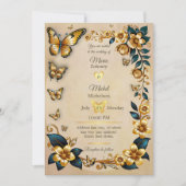 Hochzeitseinladung goldene Schmetterlinge Einladung (Vorderseite)