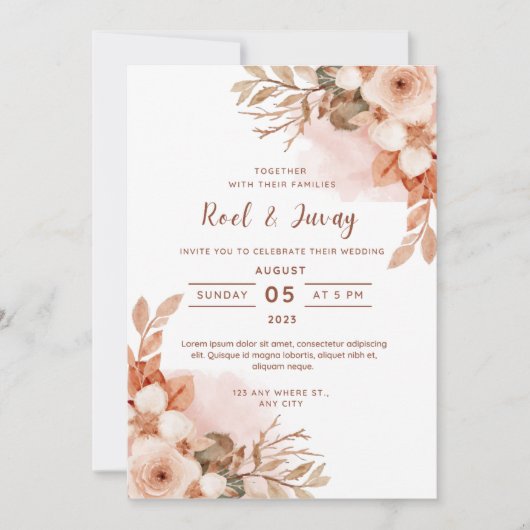 Hochzeitseinladung Herbstorn Einladung (Vorderseite)