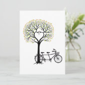 Hochzeitseinladung Herzbaum mit Tandem-Fahrrad Einladung (Stehend Vorderseite)