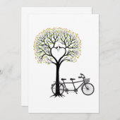 Hochzeitseinladung Herzbaum mit Tandem-Fahrrad Einladung (Vorne/Hinten)