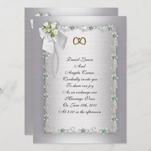 Hochzeitseinladung im eleganten Satin-Look Einladung (Vorne/Hinten)