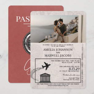 Hochzeitseinladung im Reisepass-Design, helles Bur Einladung