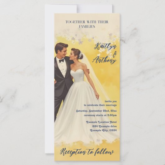 Hochzeitseinladung im Stil der Belle Époque (Vorderseite)