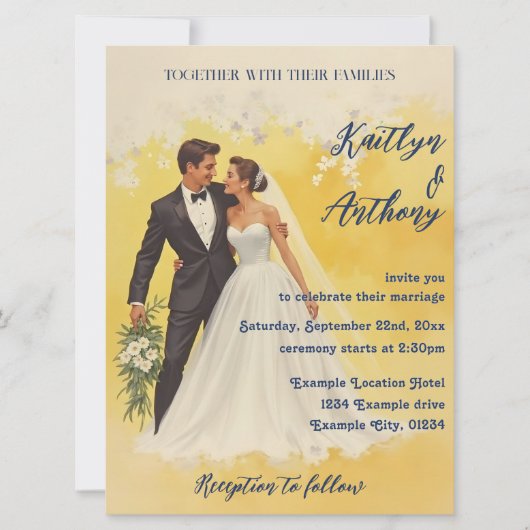 Hochzeitseinladung im Stil der Belle Époque (Vorderseite)