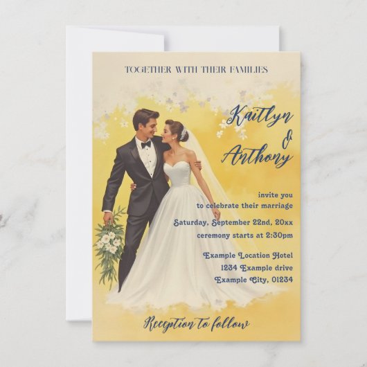 Hochzeitseinladung im Stil der Belle Époque (Vorderseite)