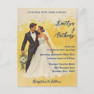 Hochzeitseinladung im Stil der Belle Époque Postkarte