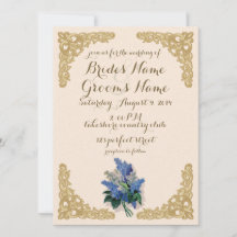 Hochzeitseinladung im Stil von alten Fliederblüten