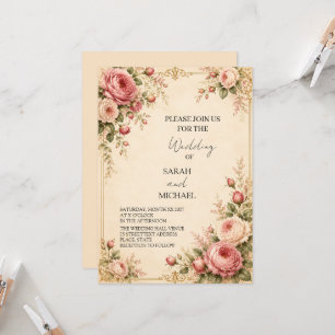 Hochzeitseinladung im Vintage-Rosen-Stil Einladung
