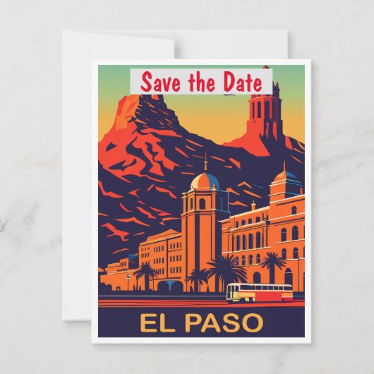 Hochzeitseinladung im Vintage-Stil für El Paso Tex Save The Date (Vorderseite)