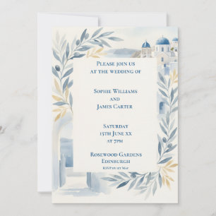 Hochzeitseinladung im zarten Blau von Santorini Einladung