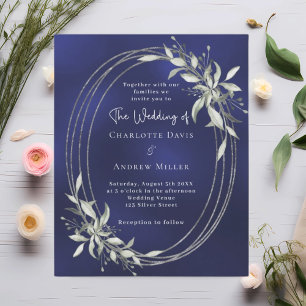 Hochzeitseinladung in blauem Silber