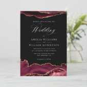 Hochzeitseinladung in Bordeaux Einladung (Stehend Vorderseite)