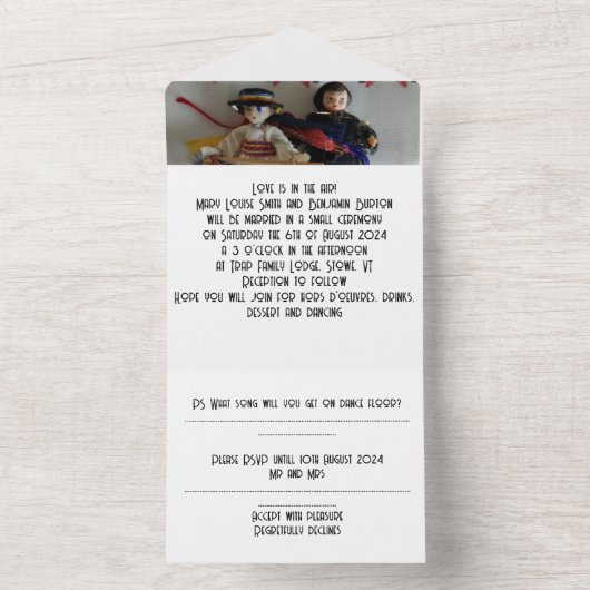 Hochzeitseinladung in einem all in one einladung (Innen Boden)