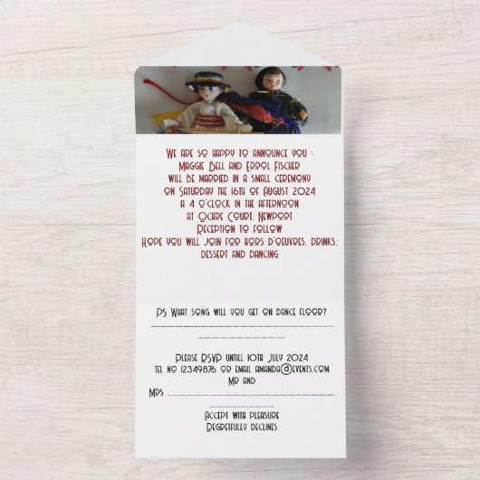 Hochzeitseinladung in einem all in one einladung (Innen Boden)