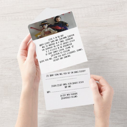 Hochzeitseinladung in einem all in one einladung (Abreißen)