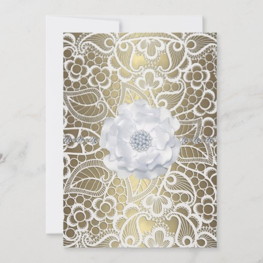 Hochzeitseinladung in Gold und Weiß Einladung (Vorderseite)