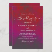 Hochzeitseinladung in heißen Rosa und Rot Einladung (Vorne/Hinten)