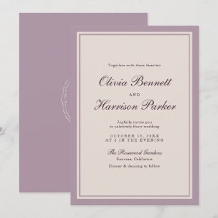 Hochzeitseinladung in Malvenfarbenem Old Money Sti Einladung