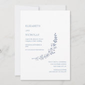 Hochzeitseinladung in staubblauer Digitalschablone Einladung (Vorderseite)