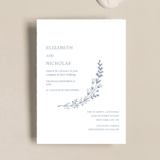 Hochzeitseinladung in staubblauer Digitalschablone Einladung