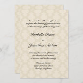 Hochzeitseinladung - Leinen mit Damastwellen Einladung (Vorne/Hinten)