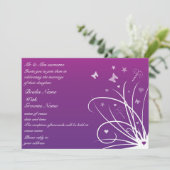 Hochzeitseinladung - Lila Schmetterlingswirl Einladung (Stehend Vorderseite)