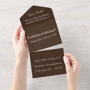 Hochzeitseinladung Luxus Elegante braune All-in- All In One Einladung