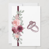 Hochzeitseinladung Magenta Line Ribbon Flora Save The Date (Rückseite)