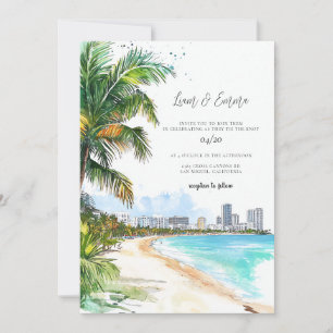 Hochzeitseinladung Miami Beach Palmen Einladung