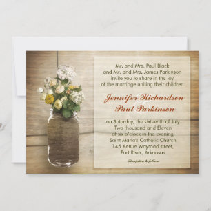 Hochzeitseinladung mit antiker Flasche und wilden Einladung