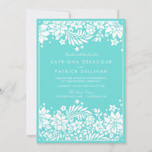 Hochzeitseinladung mit blauem Blumenmuster Einladung
