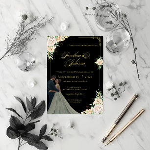 Hochzeitseinladung mit Braut und Bräutigam,  Einladung