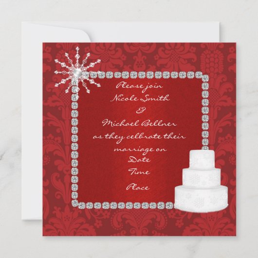 Hochzeitseinladung mit CRYSTAL SNOWFLAKE Einladung (Rückseite)