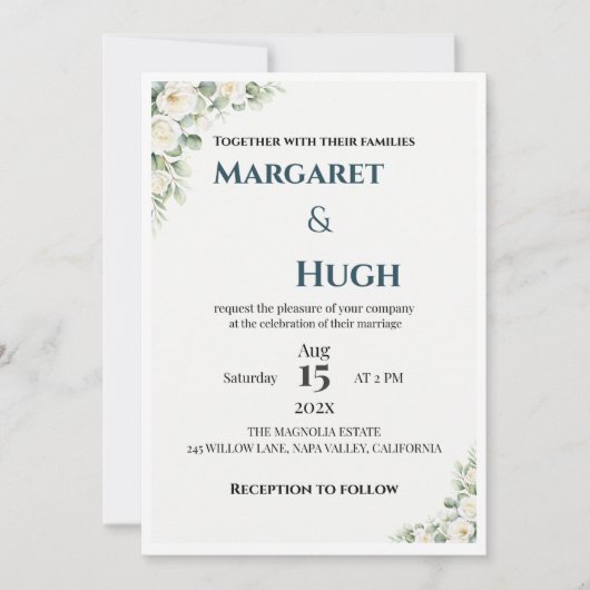 Hochzeitseinladung mit floralem Grünzeug-Muster Einladung (Vorderseite)