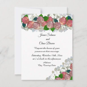 Hochzeitseinladung mit gemischten Blumen in Korall Einladung
