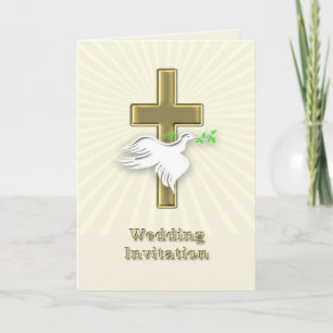 Hochzeitseinladung mit goldenem Kreuz Einladung