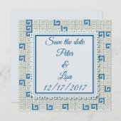Hochzeitseinladung mit griechischem Muster Save The Date (Vorne/Hinten)