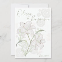 Hochzeitseinladung mit handgezeichneter weißer Lil