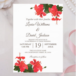 Hochzeitseinladung mit heller Hibiskusblüte Einladung