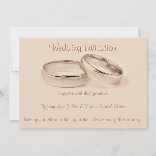 Hochzeitseinladung mit Hochzeitsringen Einladung (Vorderseite)