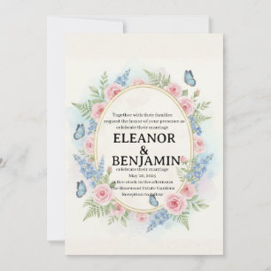 Hochzeitseinladung mit individueller Aquarell-Blum Einladung