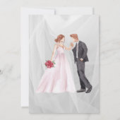 Hochzeitseinladung mit Paar Grafik und Rose Einladung (Rückseite)