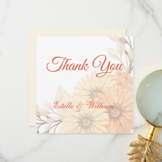 Hochzeitseinladung mit pastellfarbener Blumengesta Dankeskarte