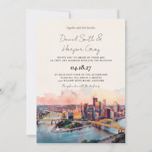 Hochzeitseinladung mit Pittsburgh-Skyline Einladung