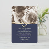 Hochzeitseinladung mit QR-Code für Navy-Blue-Foto Einladung (Stehend Vorderseite)