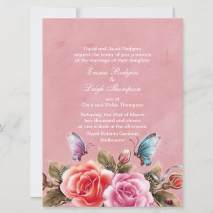 Hochzeitseinladung mit rosa Blumenexplosion Einladung
