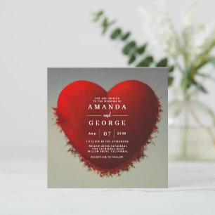 Hochzeitseinladung mit rotem Herzen Einladung
