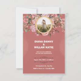 Hochzeitseinladung mit roten Blume Einladung